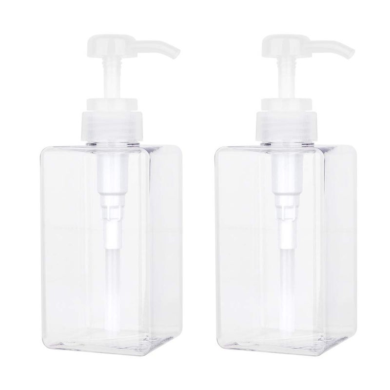 JiatuA Pump Bottle  Refillable Plastic Empty Lotion Soap Dispenser Liquid Container for Bathroom Shampoo and Body Wash  15oz/450ml Clear 2 Pack - Image 1